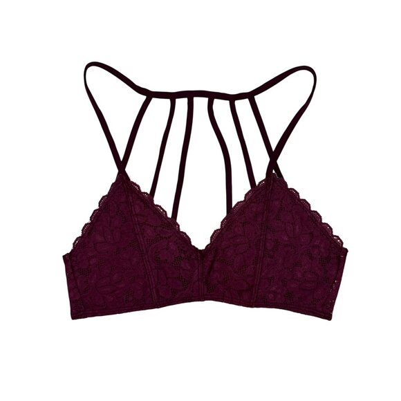 Society Girl Other - Black Cherry Lace Strappy Cage Back Bralette | Mob Wife Coquette Balletcore Goth